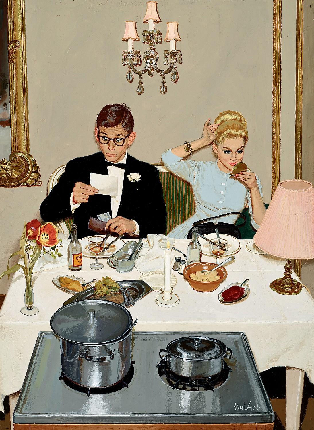 Figurative Painting di Kurt Ard - Cavaliere in difficoltà - Copertina originale della rivista