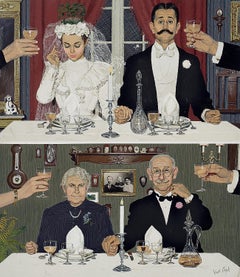 Giovane coppia di sposi - Vecchia coppia di sposi - Probabile illustrazione di copertina di una rivista
