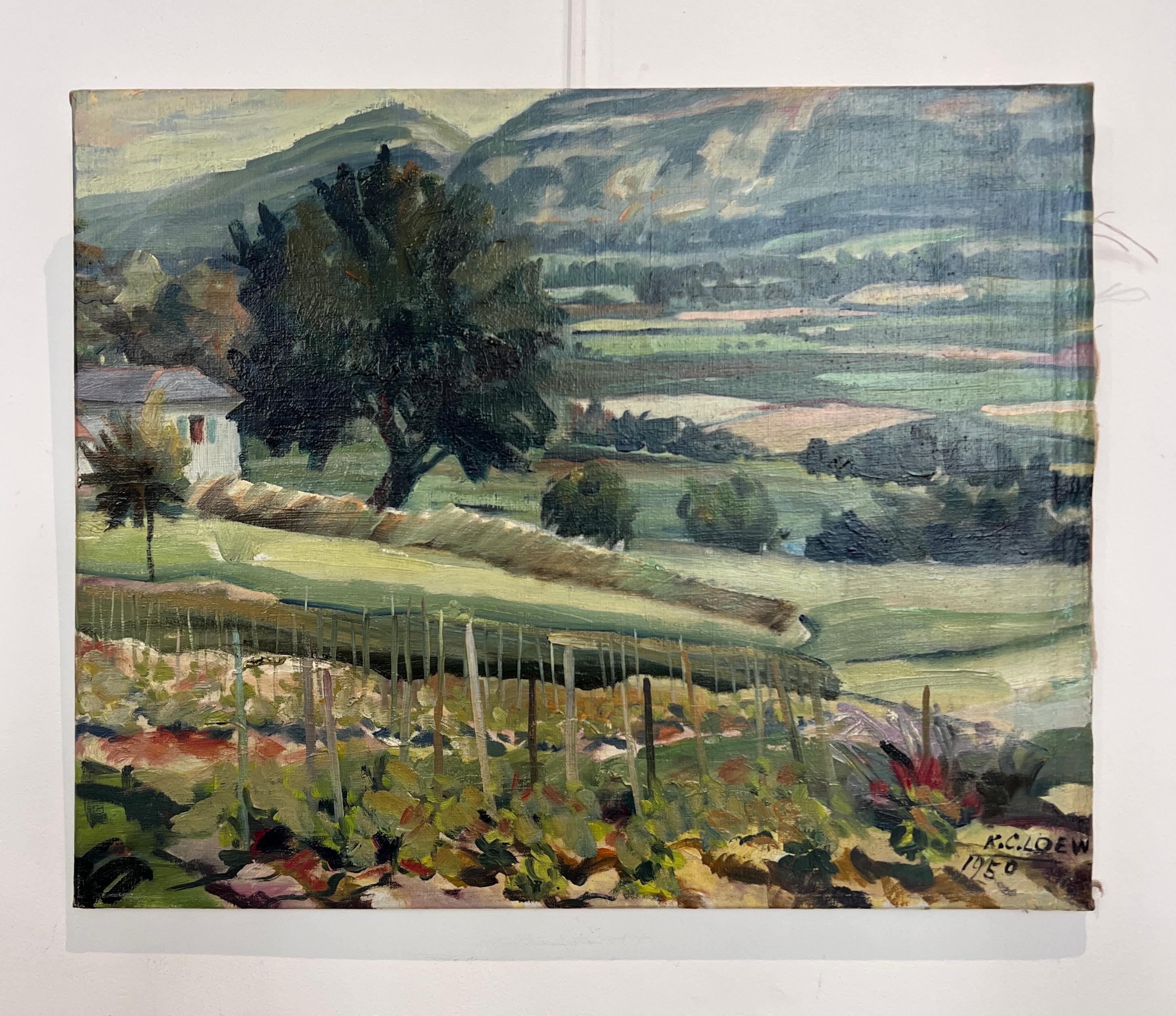Die Aussicht vom Gemüsegarten auf die Genfer Landschaft und den Salève – Painting von Kurt Conrad Loew