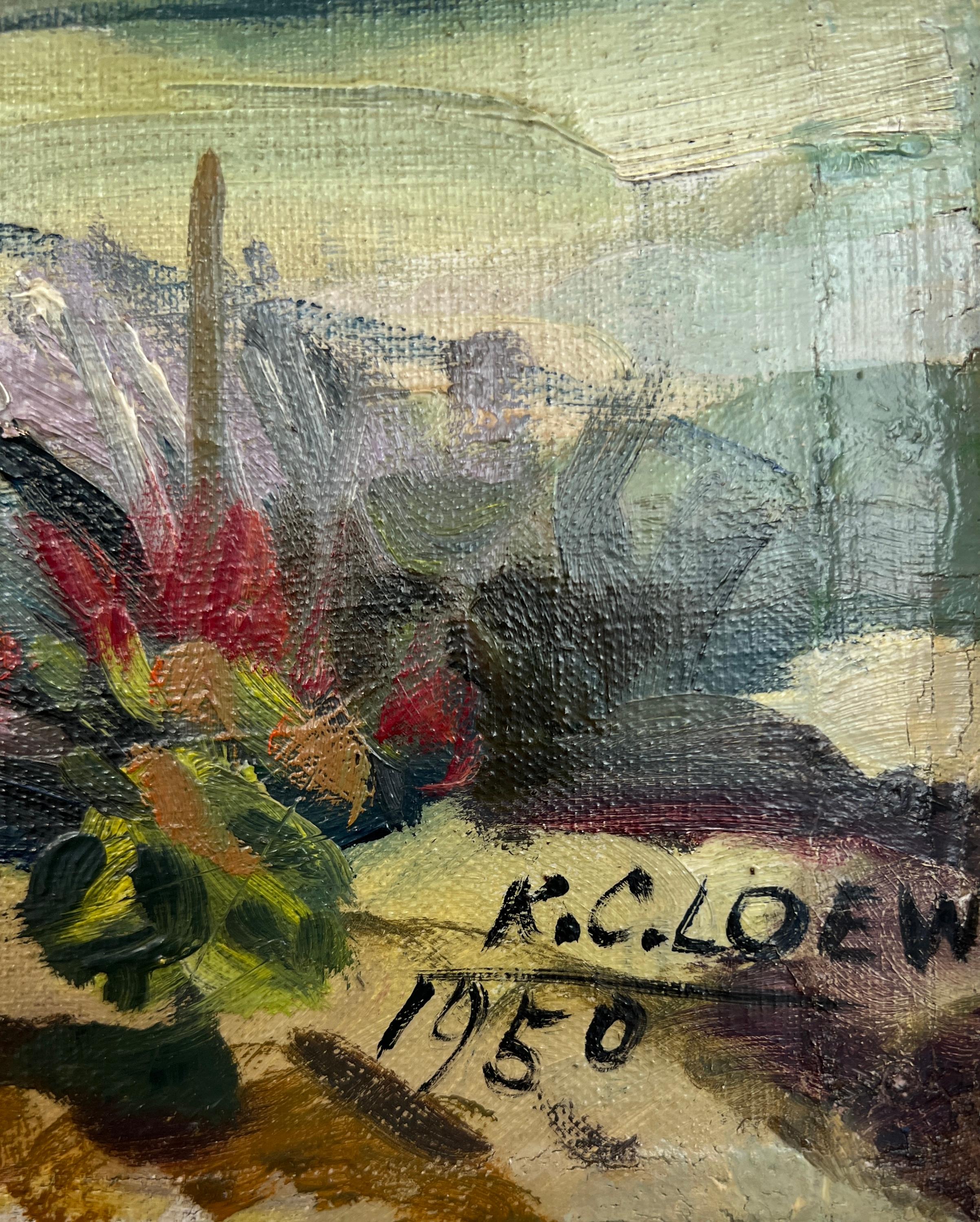 Die Aussicht vom Gemüsegarten auf die Genfer Landschaft und den Salève (Grau), Landscape Painting, von Kurt Conrad Loew