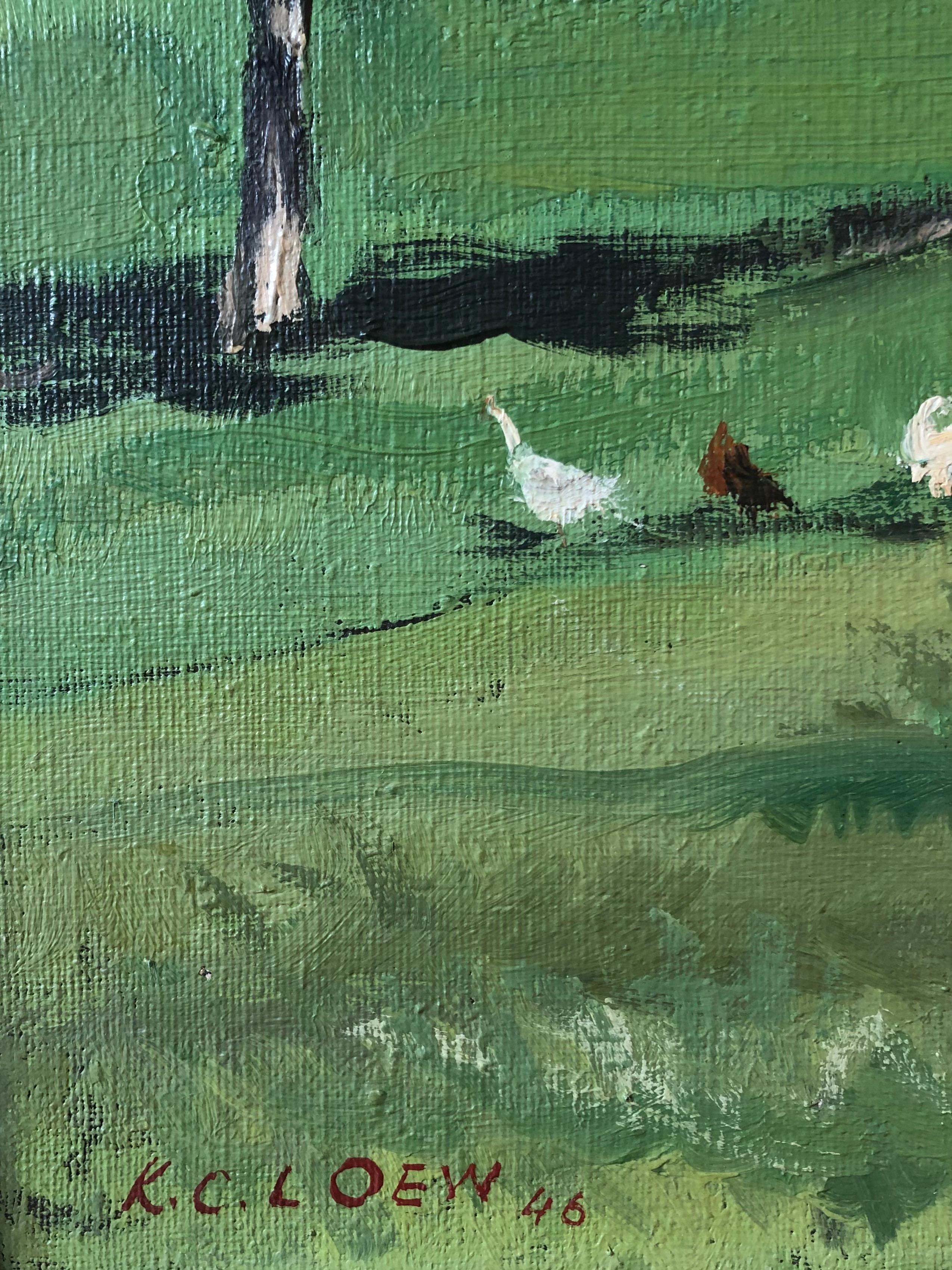 Der Hühnerstall (Schwarz), Landscape Painting, von Kurt Conrad Loew