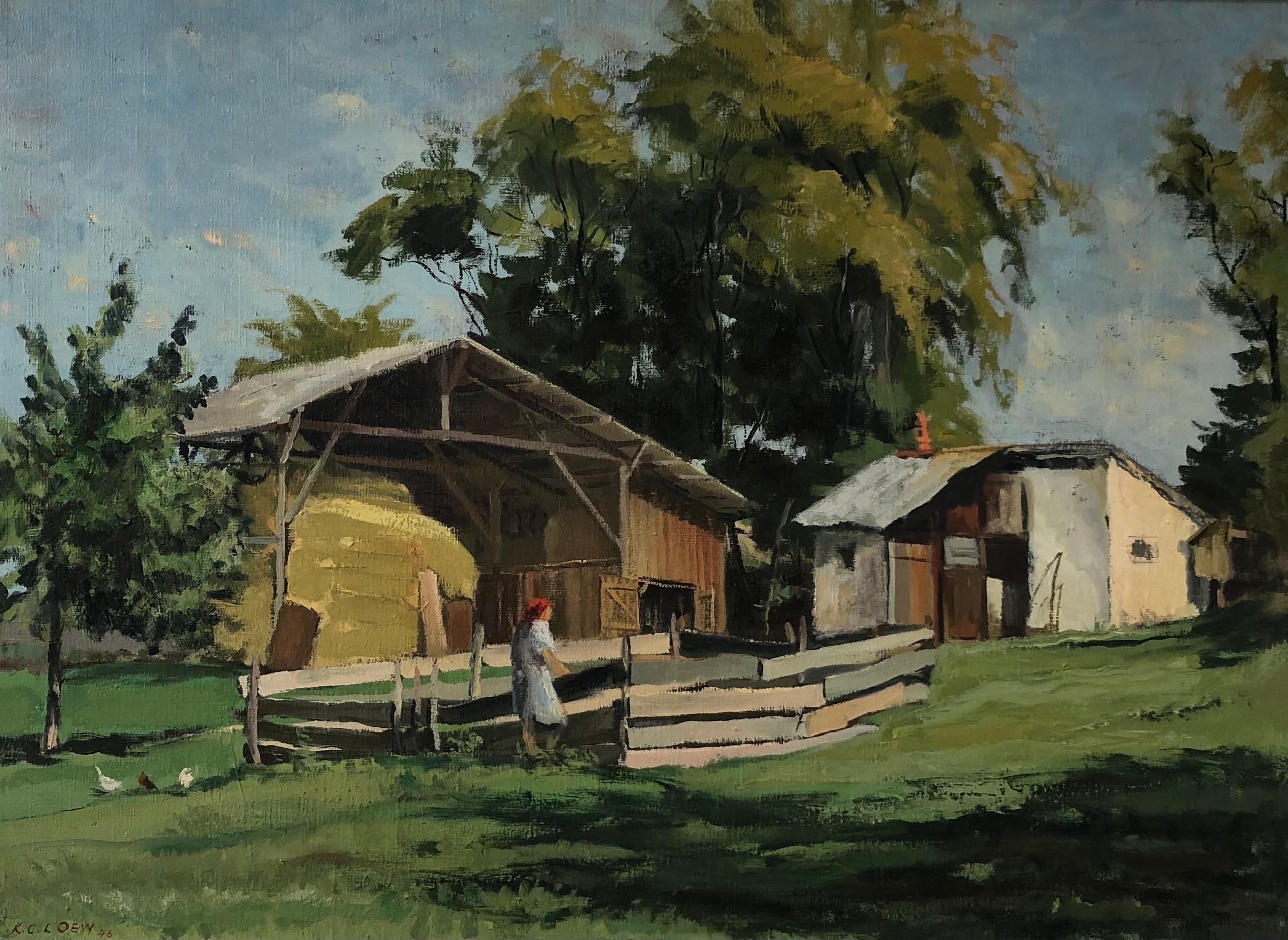Kurt Conrad Loew Landscape Painting – Der Hühnerstall