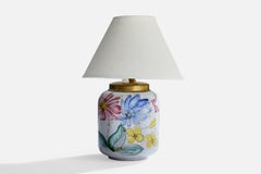 Kurt Ekholm, Table Lamp, Ceramic, Brass, Finland, 1940s