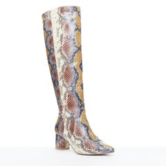 KURT GEIGER Briya beige cream scaled leather print tall mid boots EU36