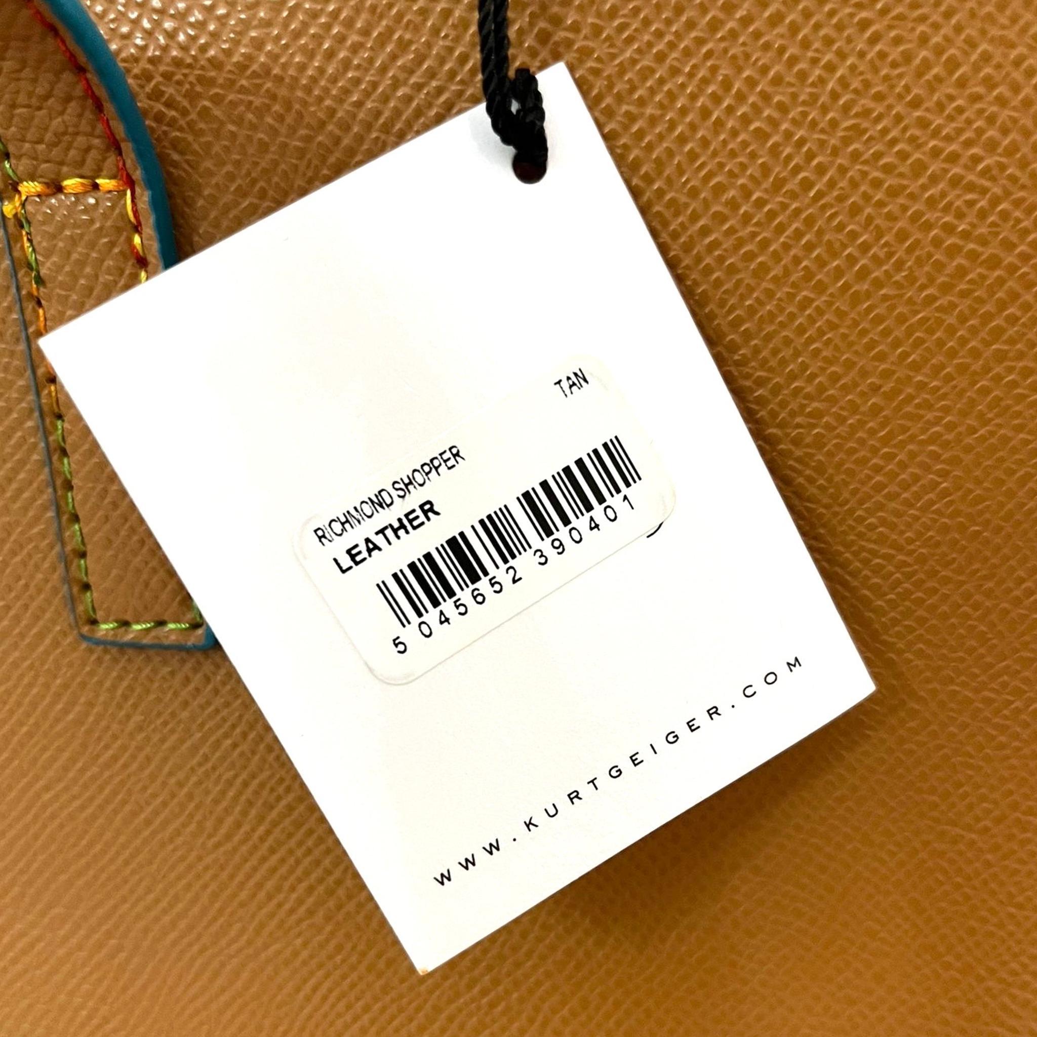 Kurt Geiger Richmond Eagle Leather Shopper Bag With Rainbow Stitching 6