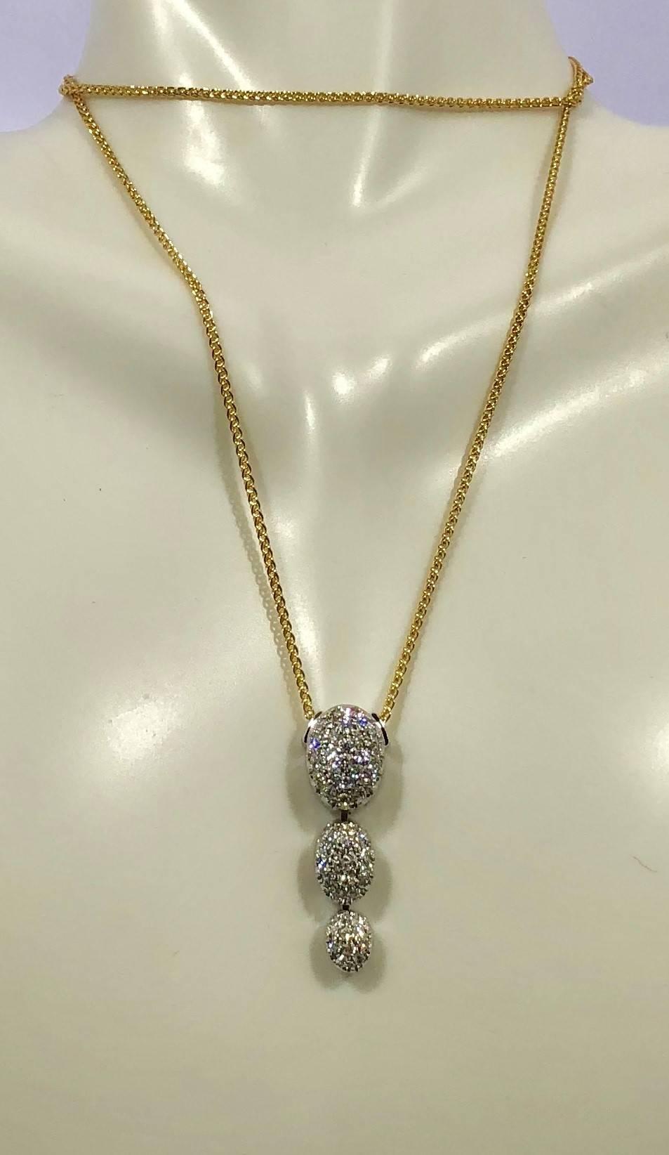 Modern Kurt Gutman 18 Karat White Gold and Diamond Drop Pendant