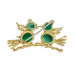 Kurt Gutman Chrysoprase Yellow Gold Love Bird Brooch