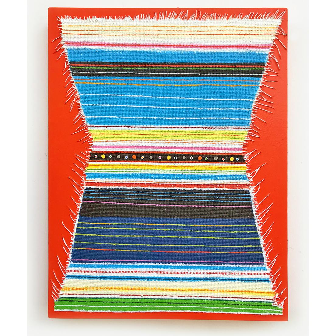 „Squid Machine“-Gemälde – schwarz, orange, blau, weiß, rot, gelb, grün, rosa – Mixed Media Art von Kurt Herrmann