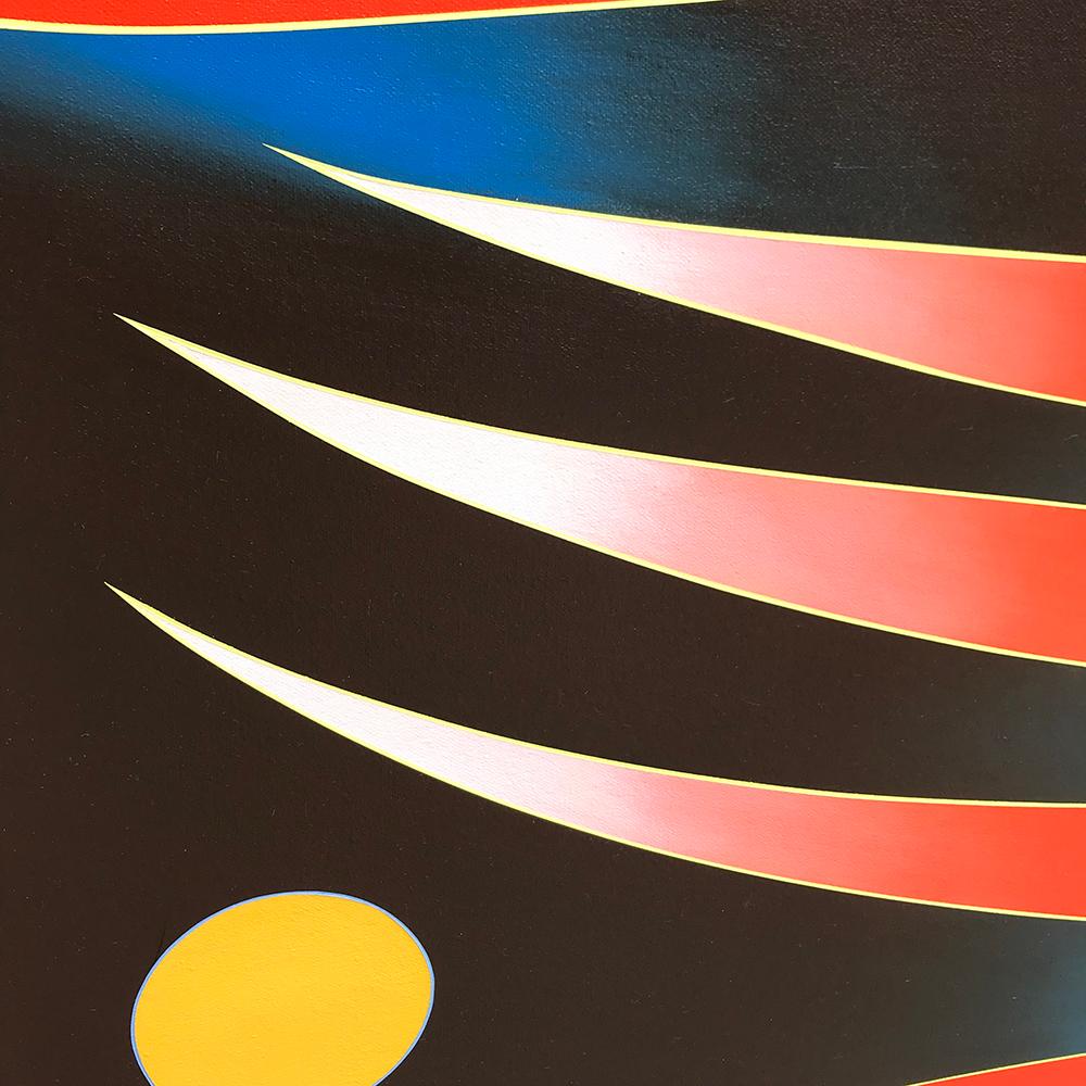 High Grass Full (cuadrado geométrico abstracto de bordes duros moderno rojo negro azul) - Painting Geométrico abstracto de Kurt Herrmann