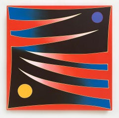 High Grass Full (quadrato geometrico astratto hard-edge moderno rosso nero blu)