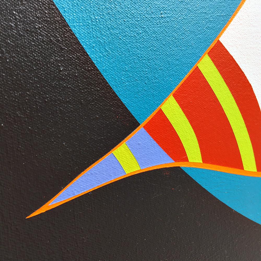 „Naxos“ Gemälde – Hartkante, Farb Bombe, kühn, blau, grün, orange-rot im Angebot 1