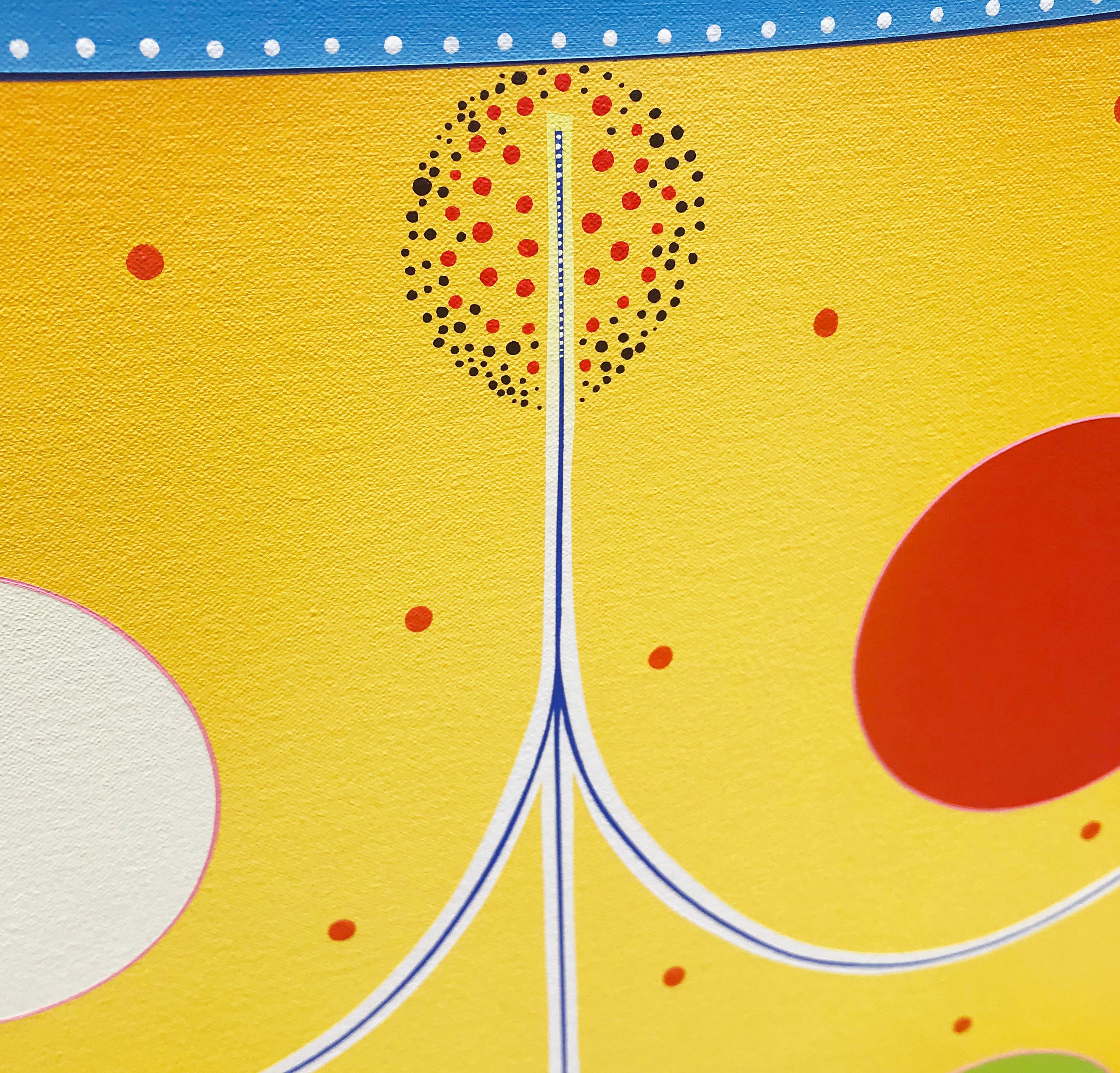 Pollenator no.1 (quadrato geometrico astratto hard-edge moderno giallo blu primario) - Painting di Kurt Herrmann