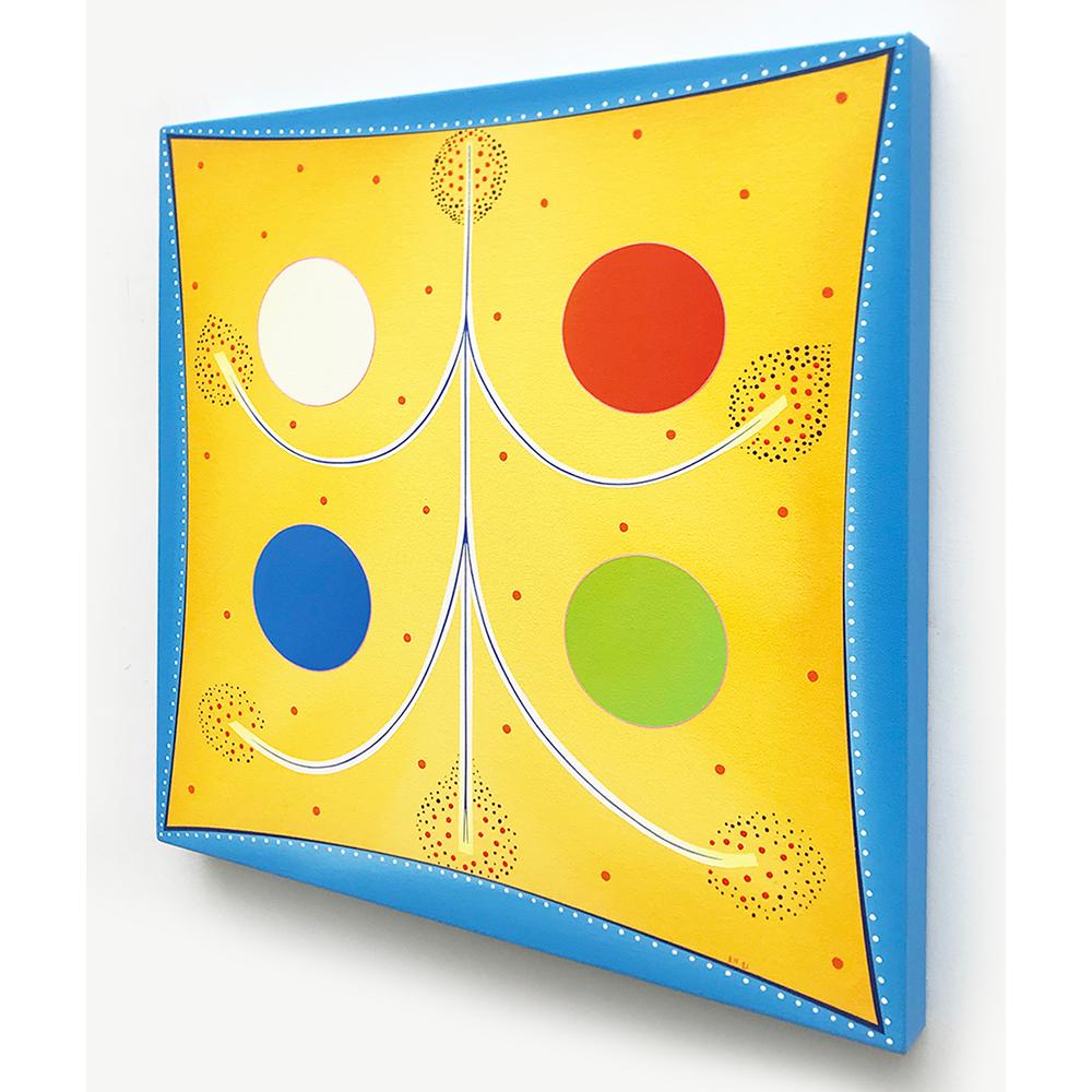 Pollenator no.1 (quadrato geometrico astratto hard-edge moderno giallo blu primario) - Painting Astrattismo geometrico di Kurt Herrmann