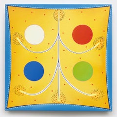 Pollenator no.1 (quadrato geometrico astratto hard-edge moderno giallo blu primario)