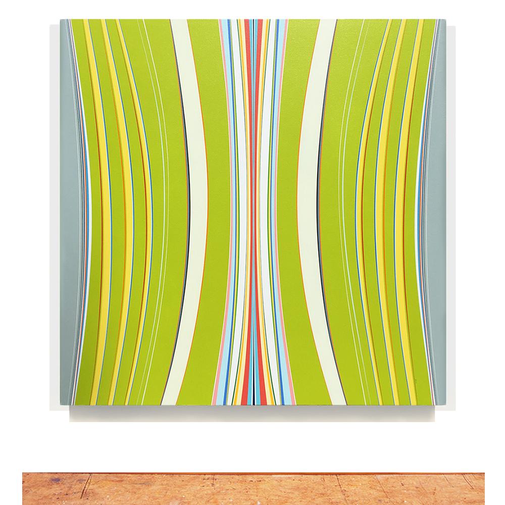 „Praying Mantis“ Gemälde – Hartkante, Farb Bombe, kühn, blau, grün, orange (Hard Edge), Painting, von Kurt Herrmann