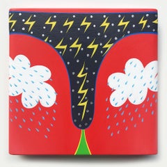"Thunder" Undies Series Painting - Hard edge, color bomb, bold, abstract