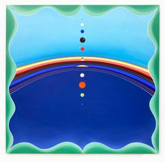 Upweller (quadrato geometrico astratto con bordi duri moderno blu verde cielo oceano linea)
