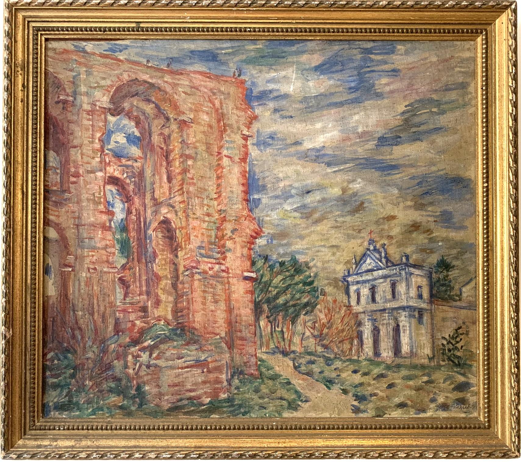 Kurt Hinrichsen Landscape Painting - Rome 1937. Palatine Hill with Domus Severiana and church of San Gregorio.
