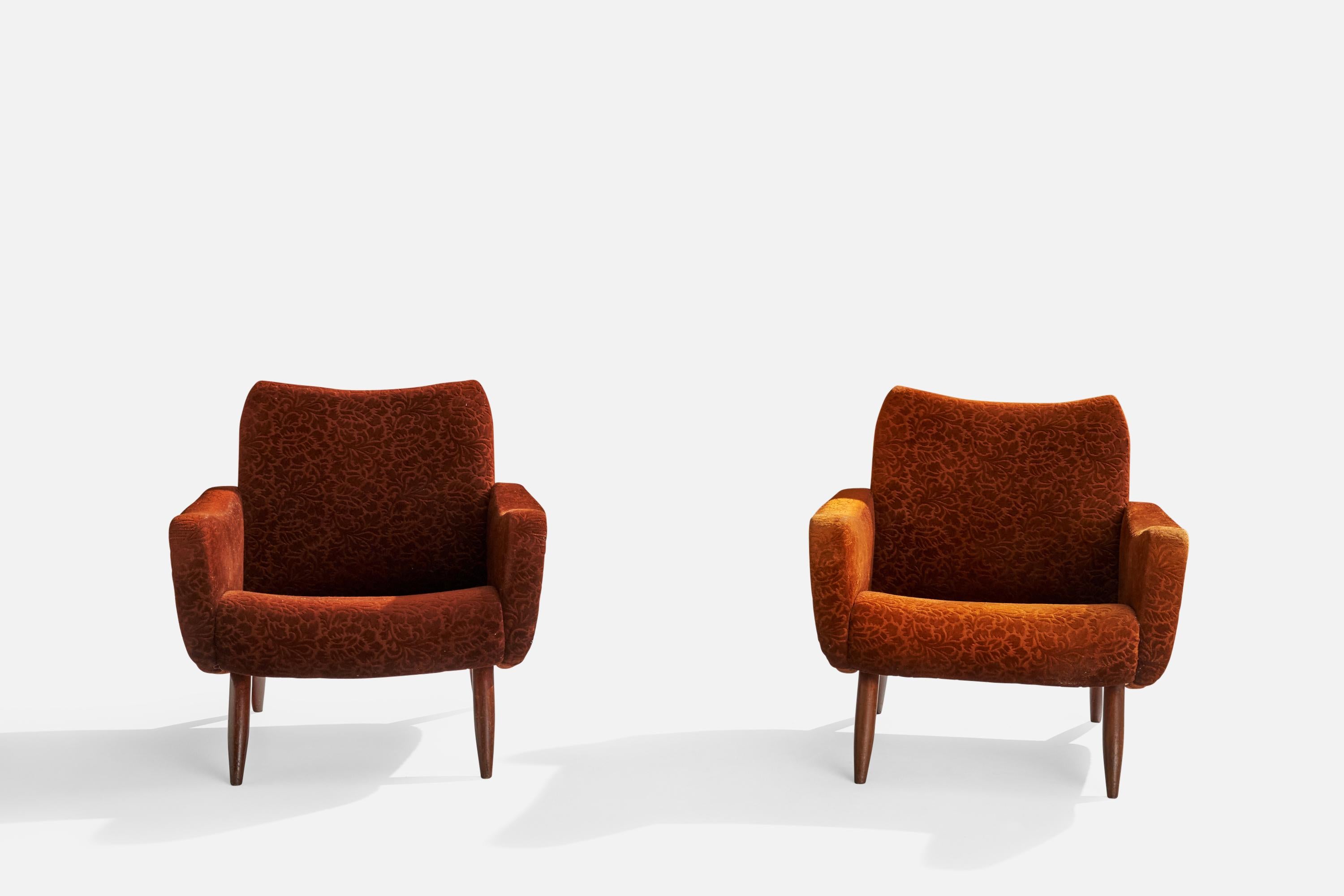Kurt Hvitsjö, Lounge Chairs, Wood, Fabric, Finland, 1950s For Sale 4