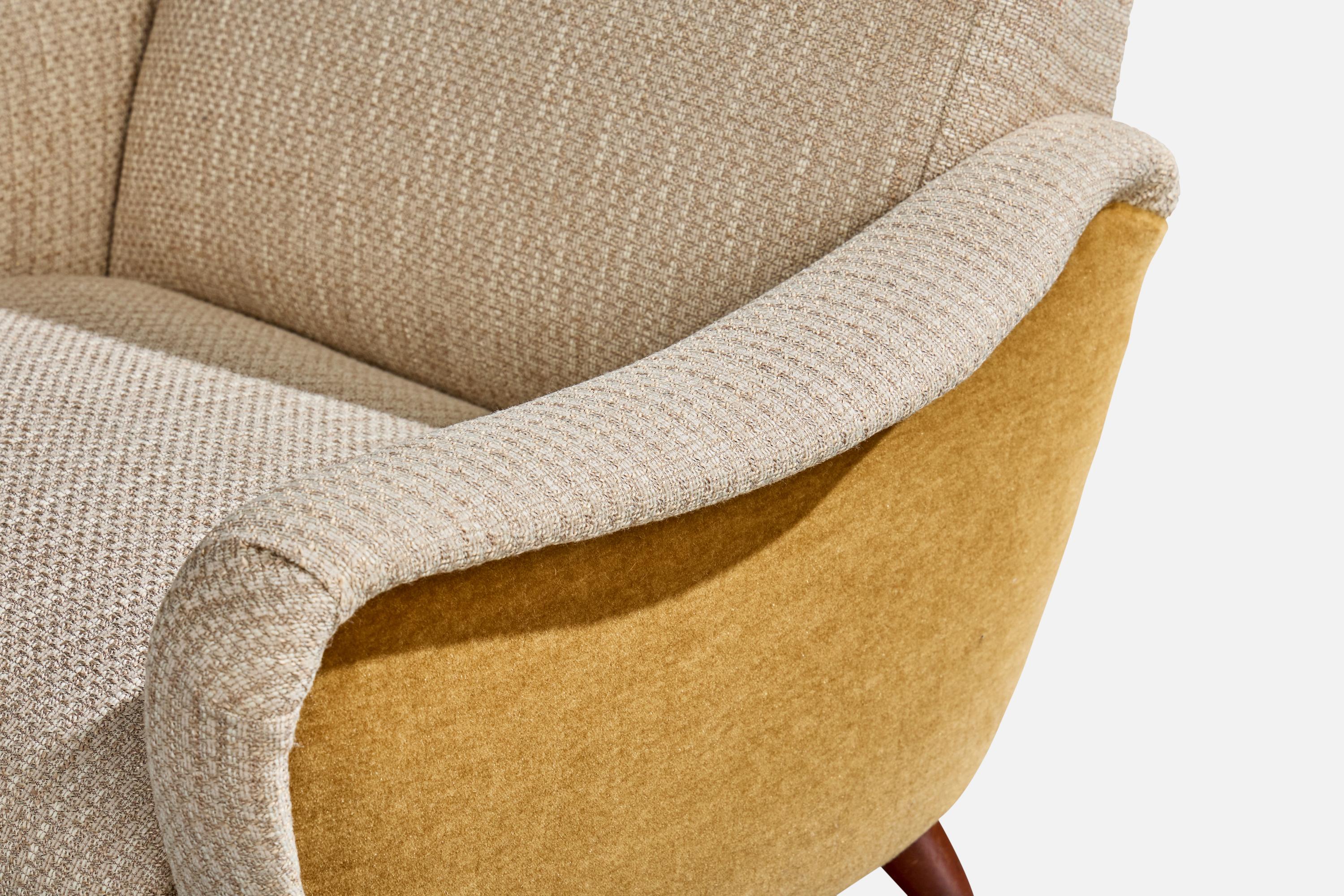 Kurt Hvitsjö, Lounge-Stühle, Holz, Stoff, Finnland, 1950er Jahre im Angebot 4