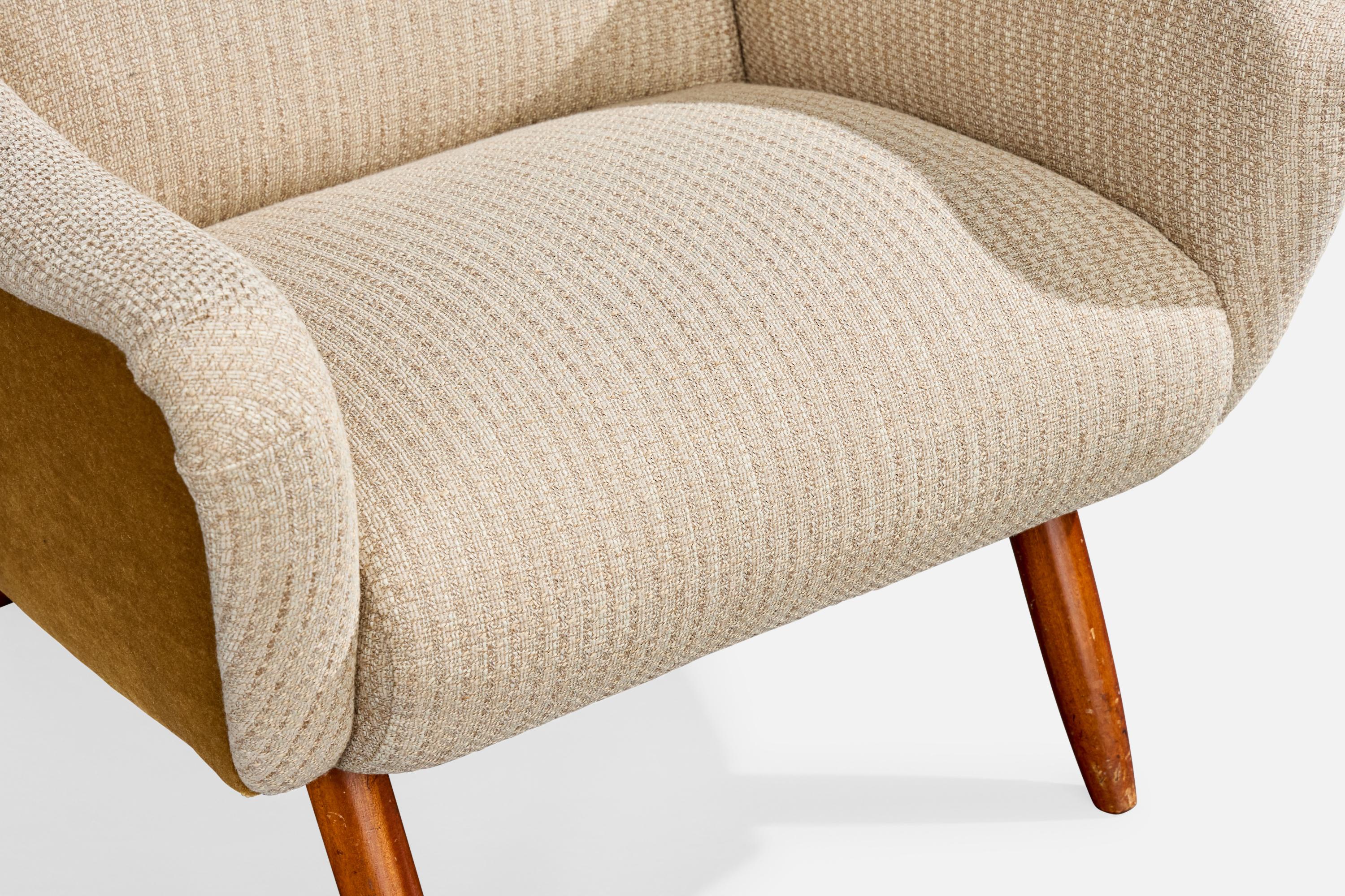 Kurt Hvitsjö, Lounge-Stühle, Holz, Stoff, Finnland, 1950er Jahre im Angebot 5