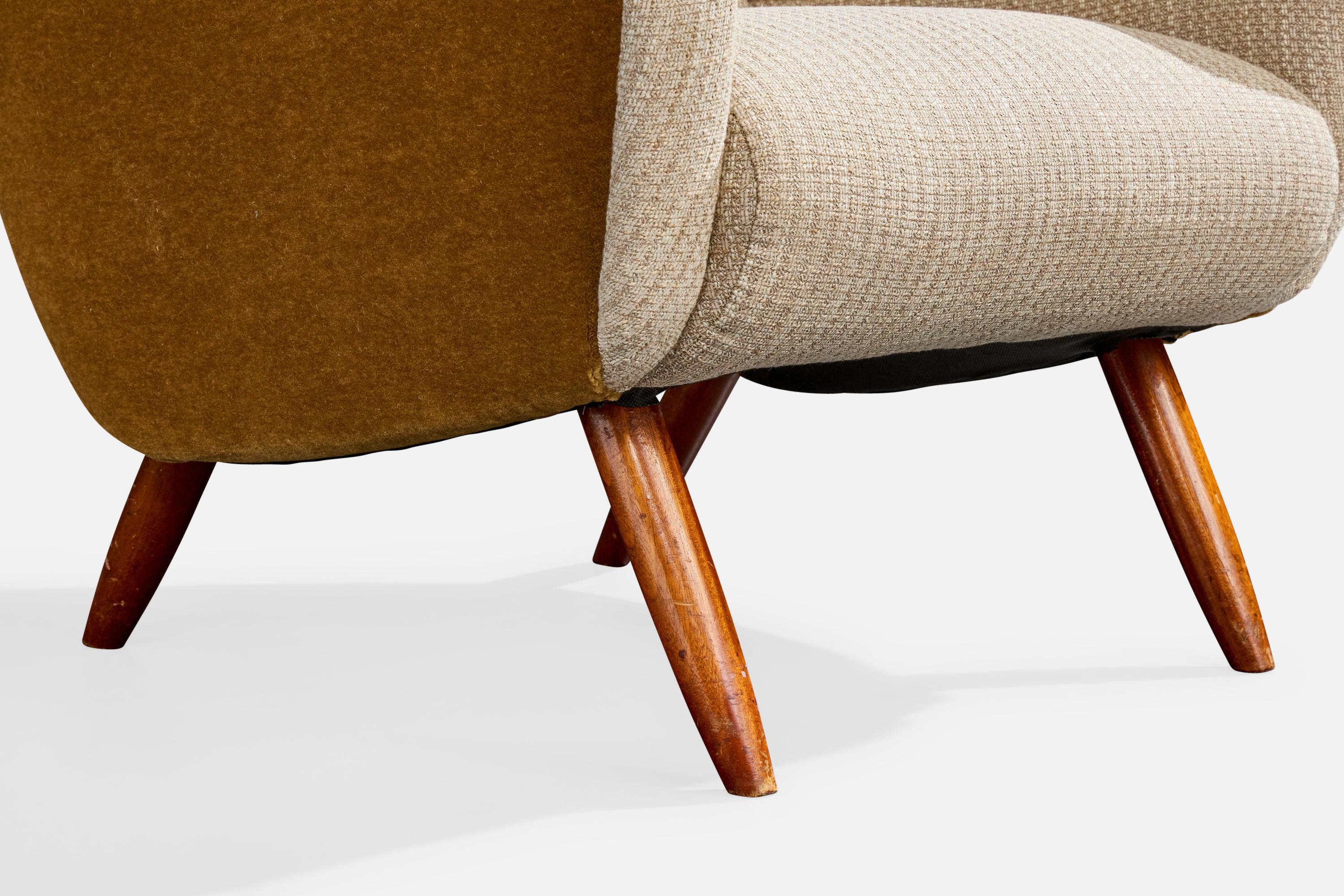 Kurt Hvitsjö, Lounge-Stühle, Holz, Stoff, Finnland, 1950er Jahre im Angebot 6