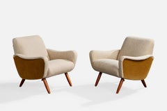 Kurt Hvitsjö, Lounge Chairs, Wood, Fabric, Finland, 1950s