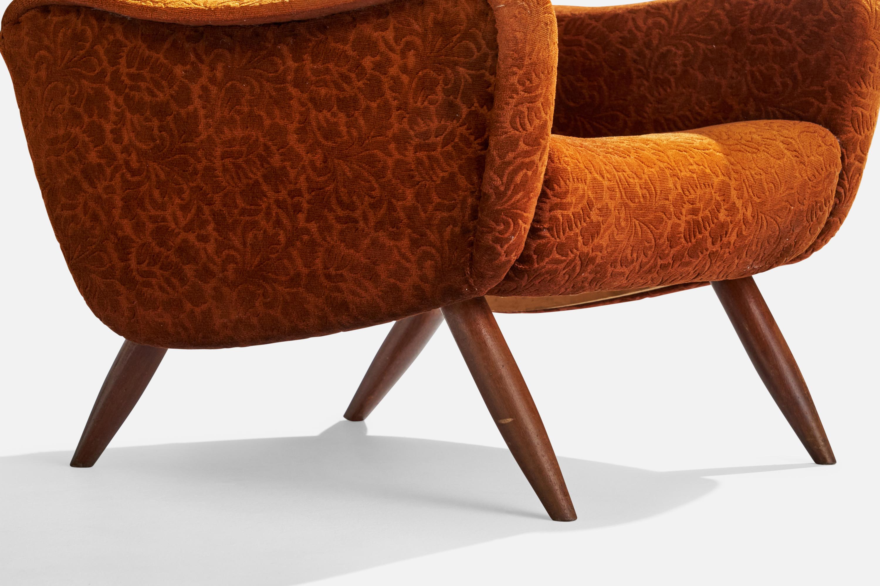 Mid-Century Modern Kurt Hvitsjö, Lounge Chairs, Wood, Fabric, Finland, 1950s For Sale
