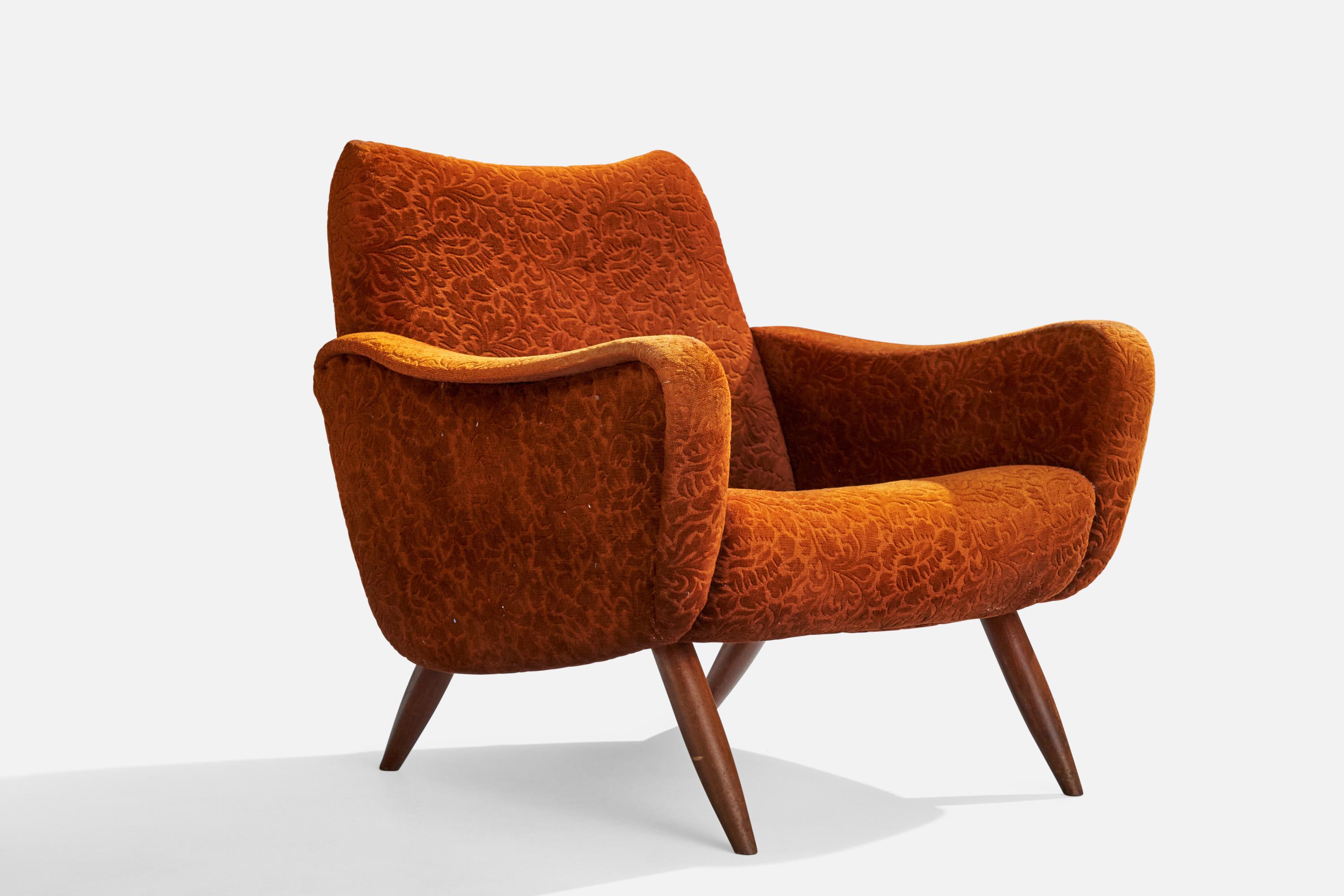 Finnish Kurt Hvitsjö, Lounge Chairs, Wood, Fabric, Finland, 1950s For Sale