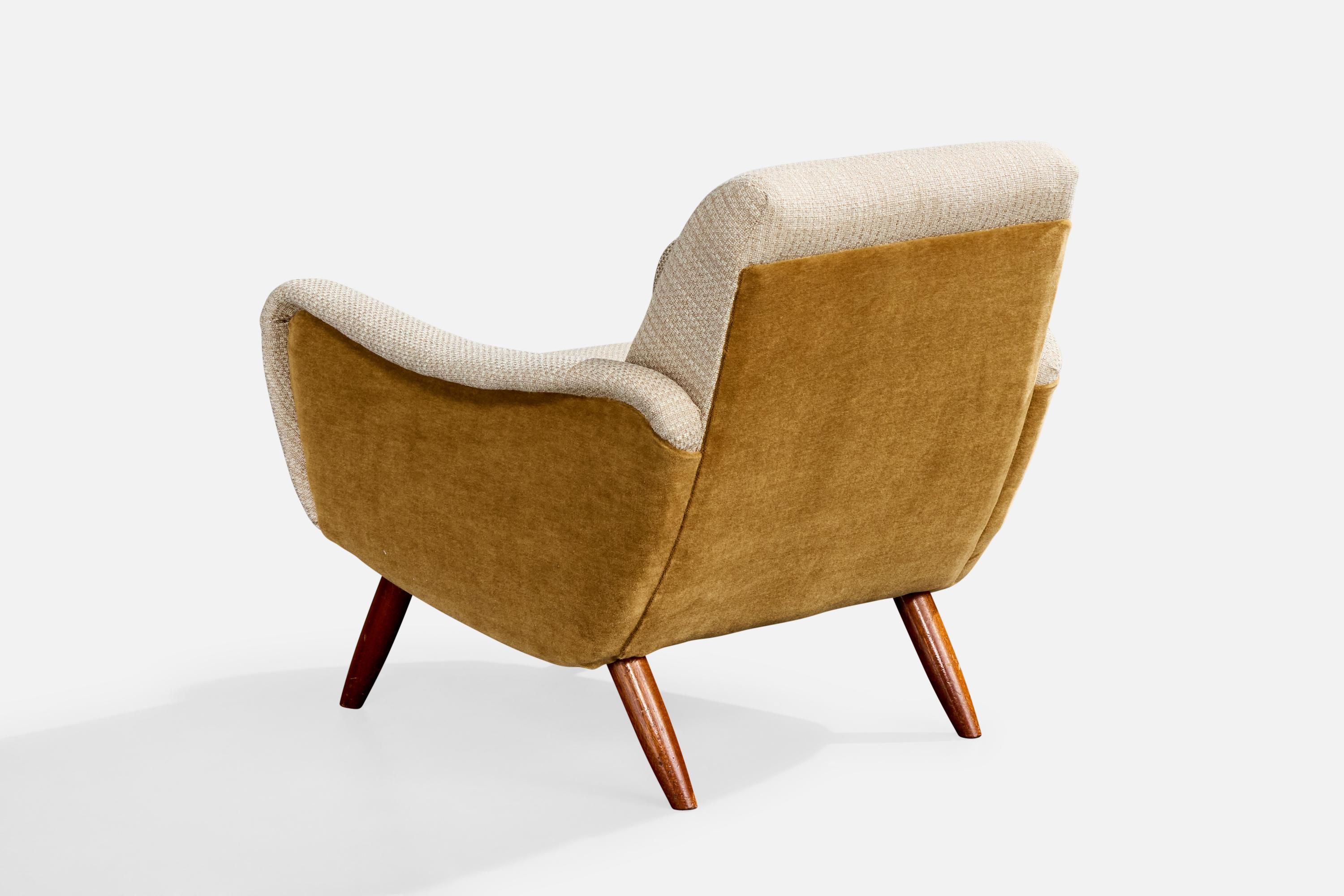 Kurt Hvitsjö, Lounge-Stühle, Holz, Stoff, Finnland, 1950er Jahre (Mitte des 20. Jahrhunderts) im Angebot