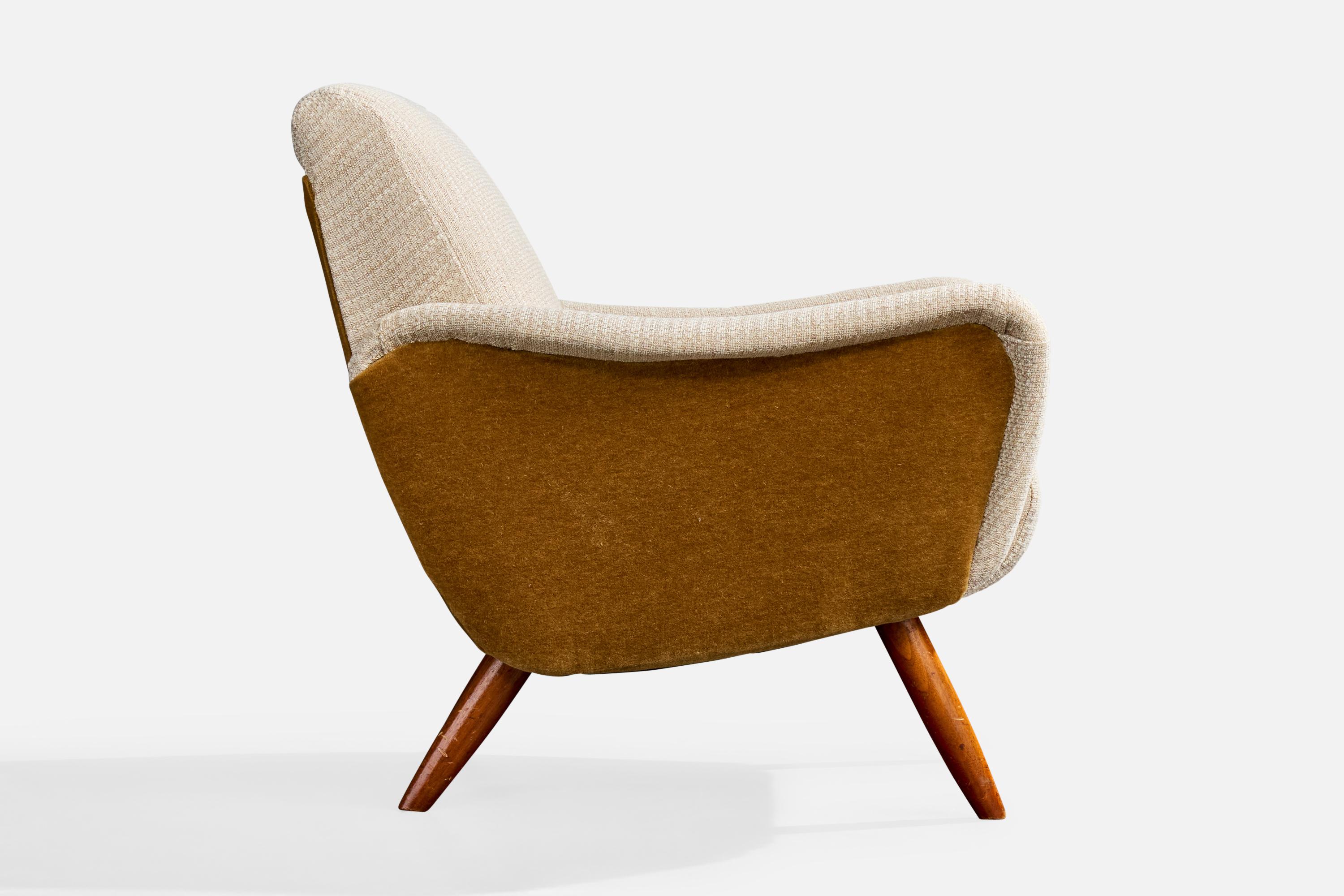 Kurt Hvitsjö, Lounge-Stühle, Holz, Stoff, Finnland, 1950er Jahre im Angebot 1