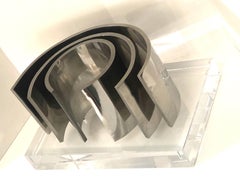 Kurt Larisch Polished Steel on Lucite Abstract Sculpture AP, 1970s