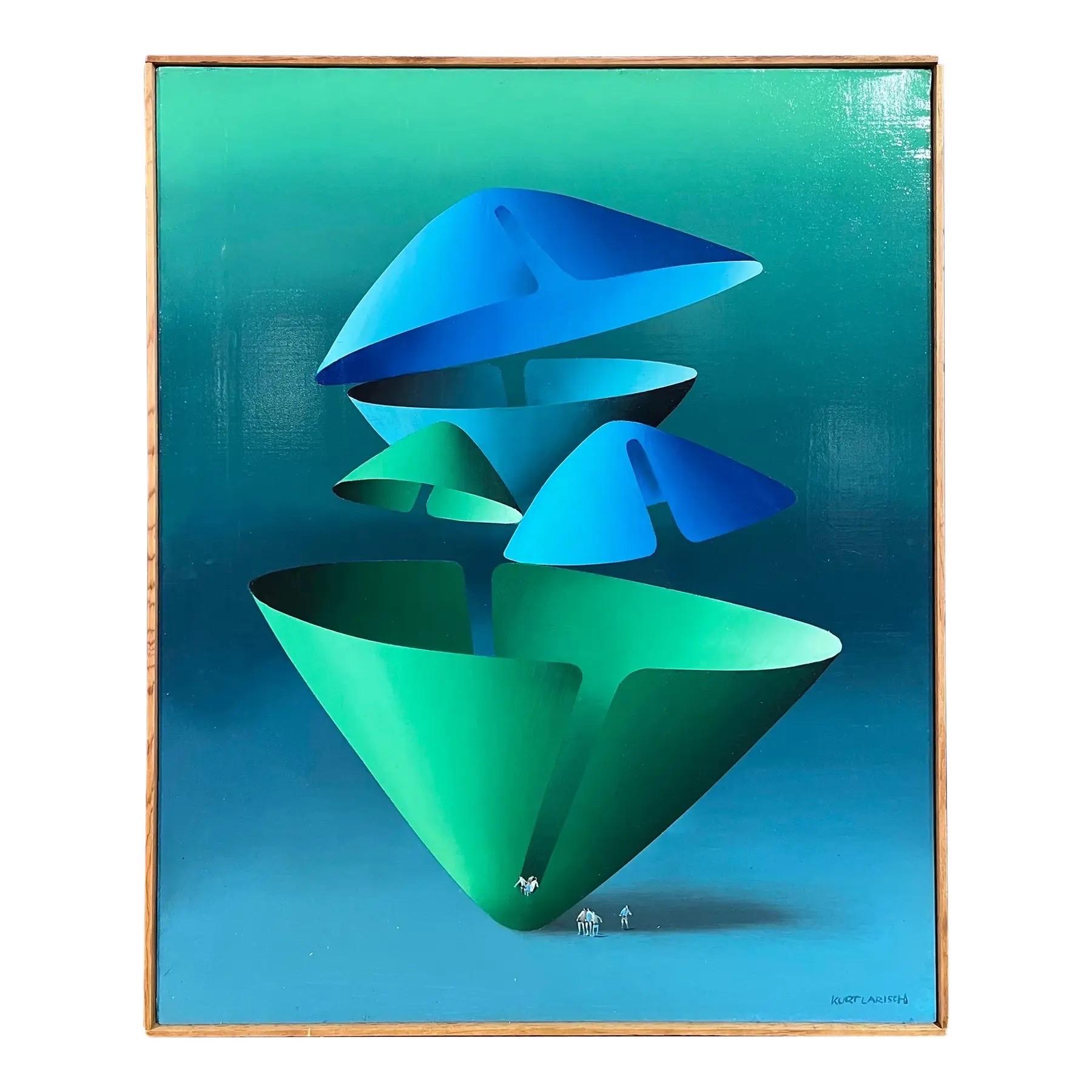 Kurt Larisch Surrealist Oil on Canvas, Circa 1960