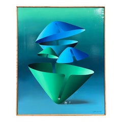 Kurt Larisch Huile surréaliste sur toile, vers 1960