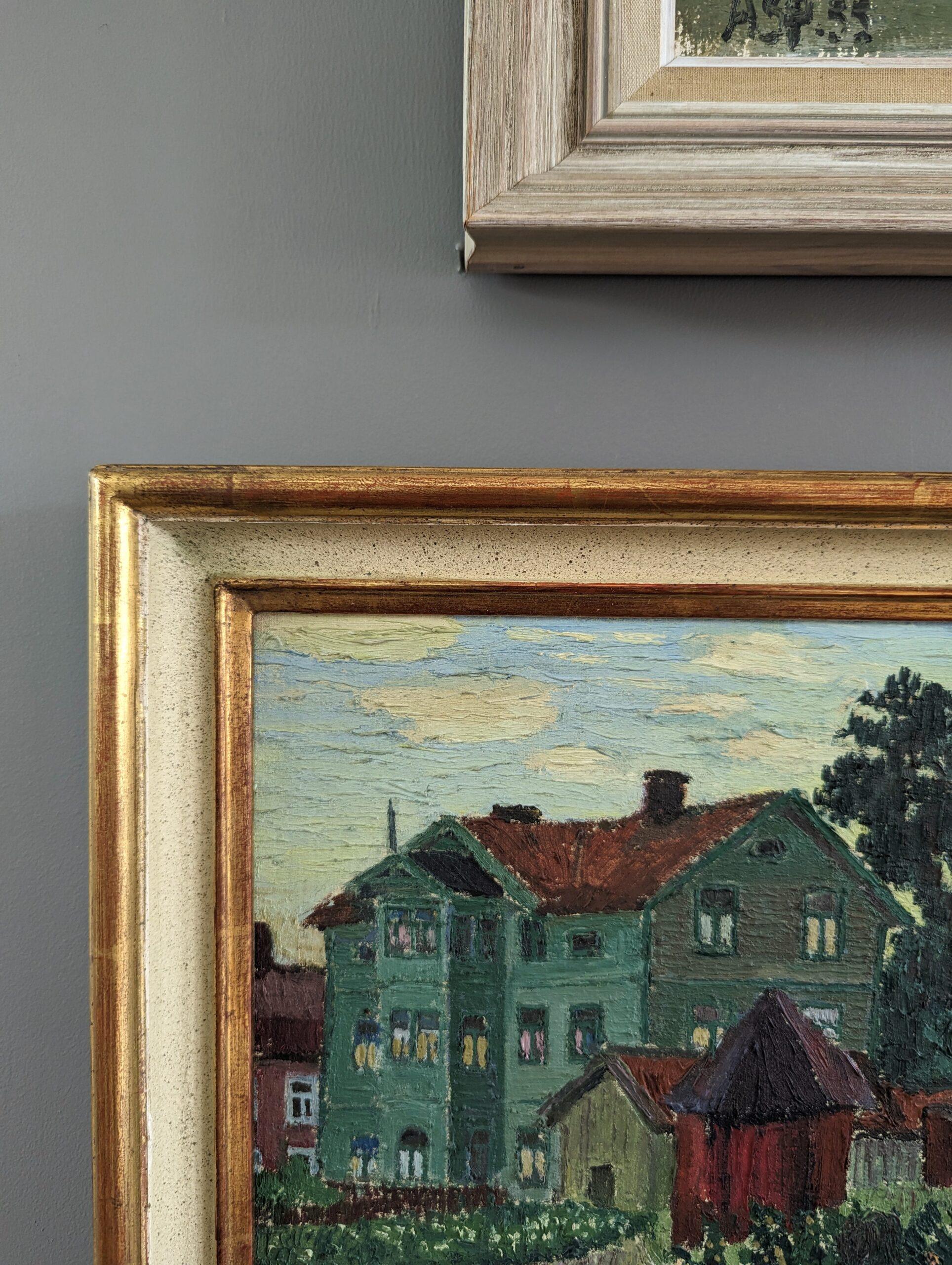 1943 Vintage Mid-Century Modernist Landscape Oil Painting - Summer Garden 3