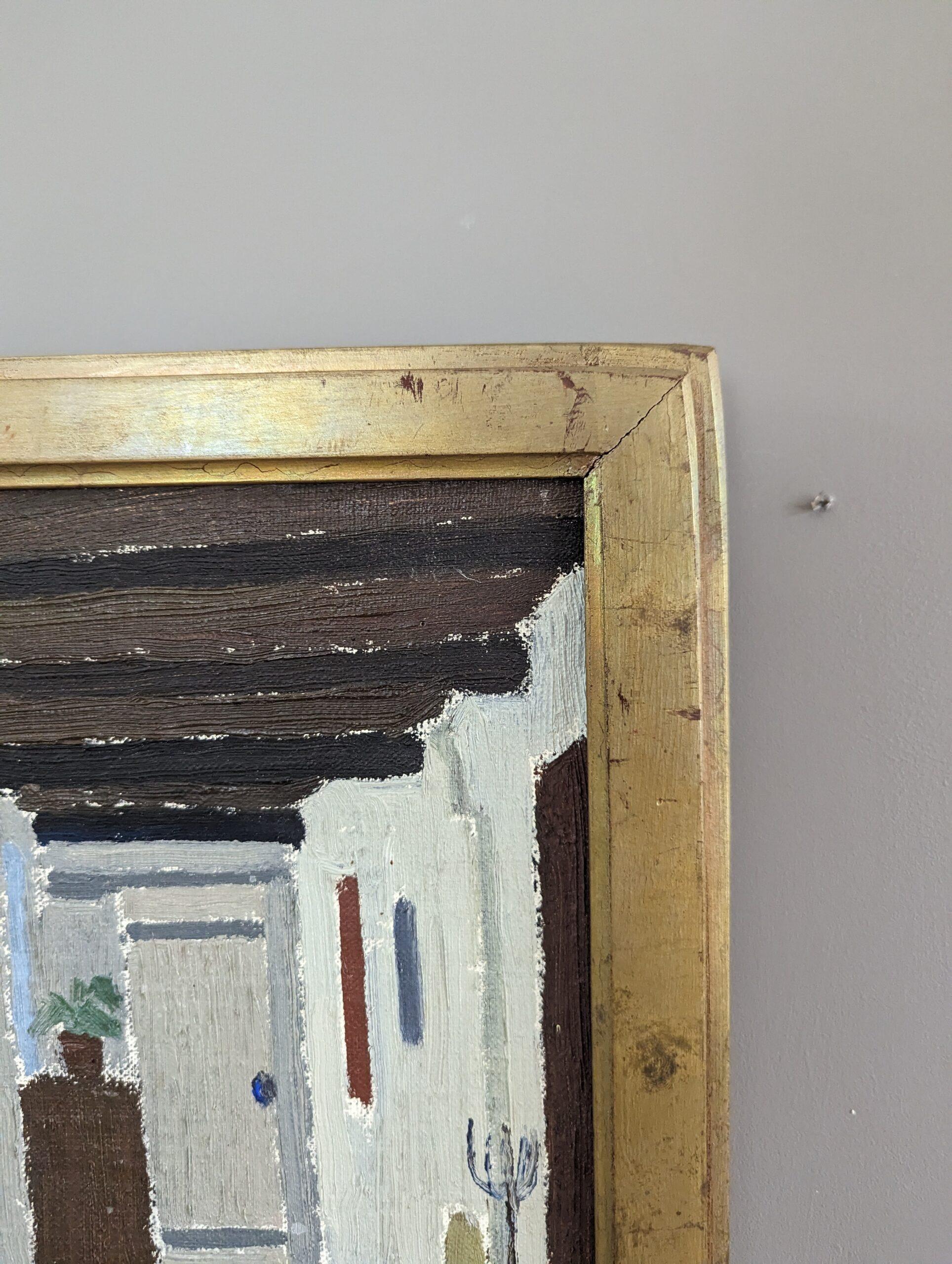 Vintage Mid-Century Interior Oil Painting - To the Kitchen 5