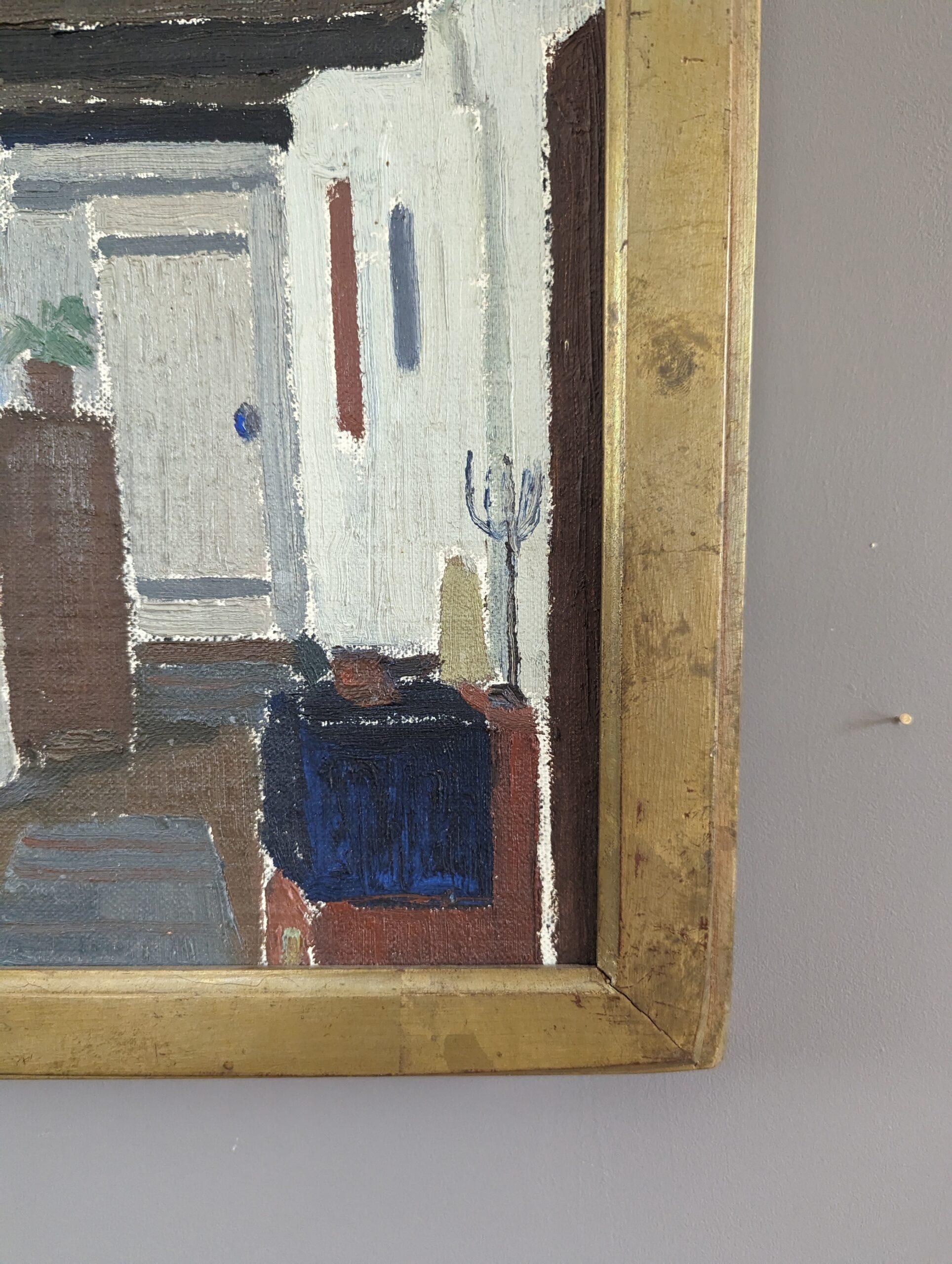 Vintage Mid-Century Interior Oil Painting - To the Kitchen 6