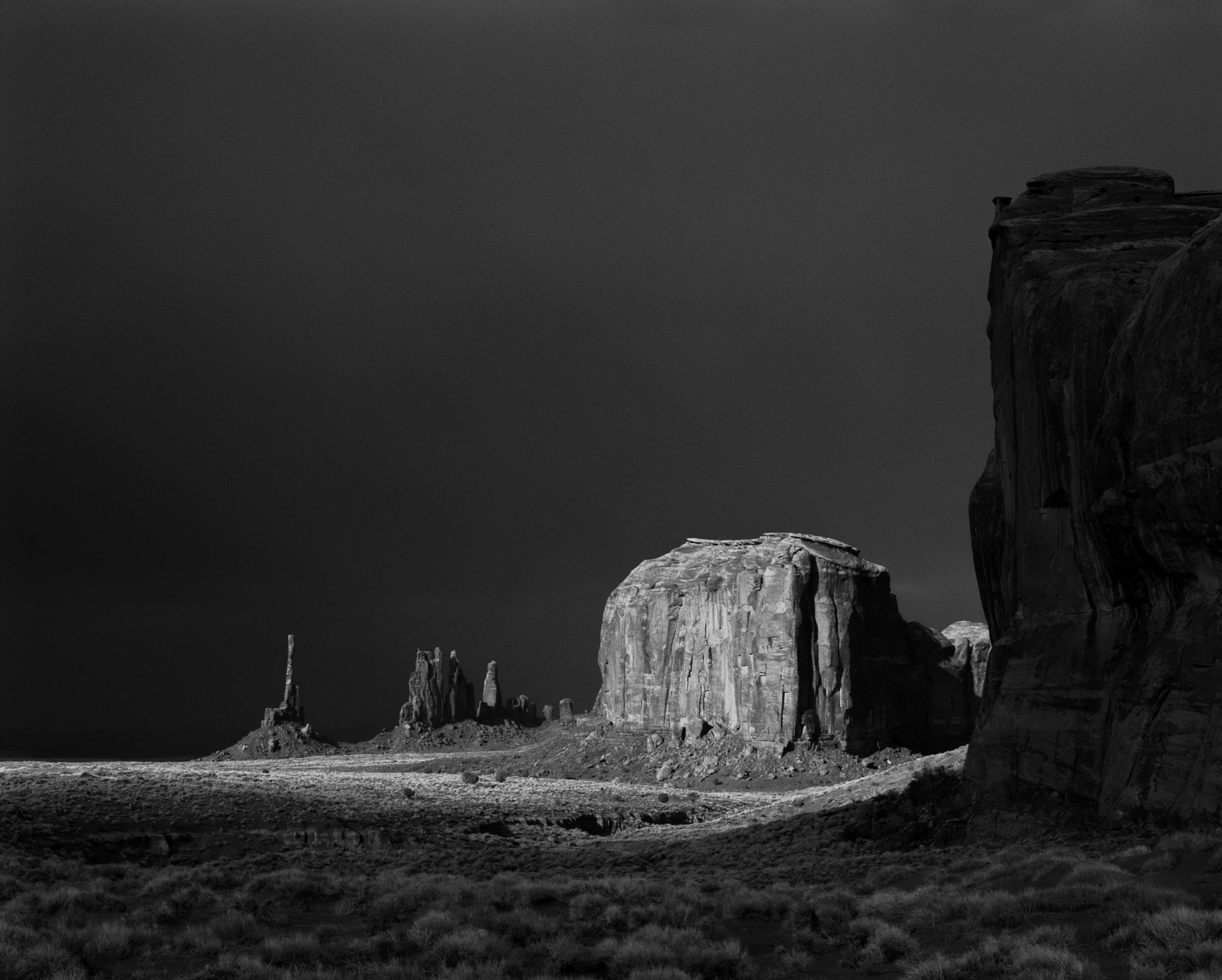 Kurt Markus, Monument Valley, 2011, Image Size: 17 x 20.5". Matted: 24 x 30", archival pigment ink print, edition of 25. Signed and editioned on print recto. Large scale landscape photograph of Monument Valley. Exhibited in Obscura Gallery solo