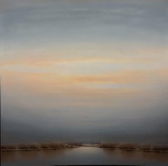 Last Light, oil painting, landscape, trees, horizon, clouds, sky, sunset