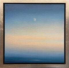 Moon Rise, oil painting, landscape, horizon, clouds, sky