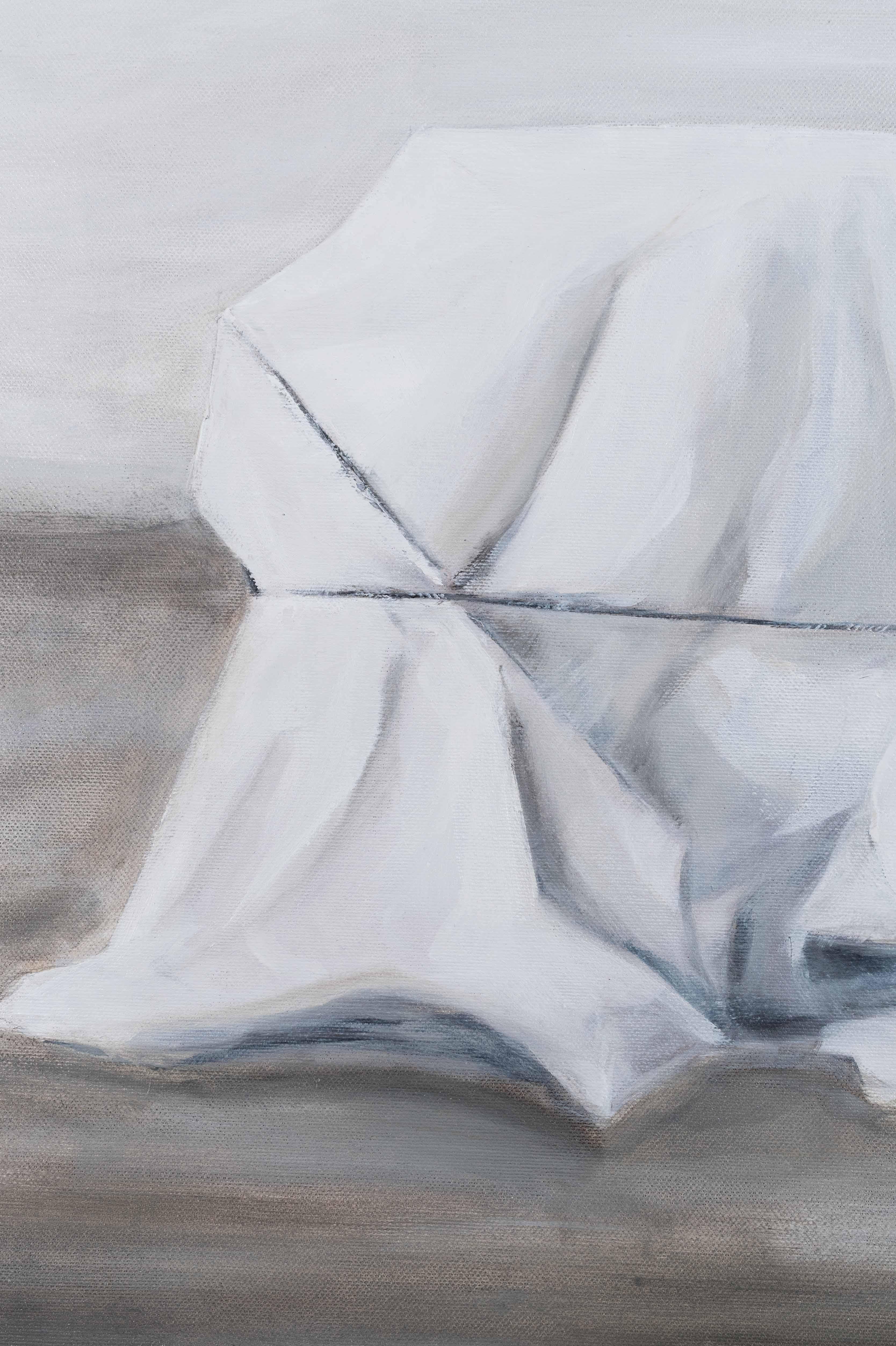 Peinture à l'huile sur toile d'un rocher enveloppé, appelée 