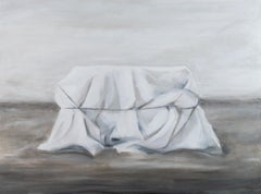 Peinture à l'huile sur toile d'un rocher enveloppé, appelée "Souvenirs enveloppés".