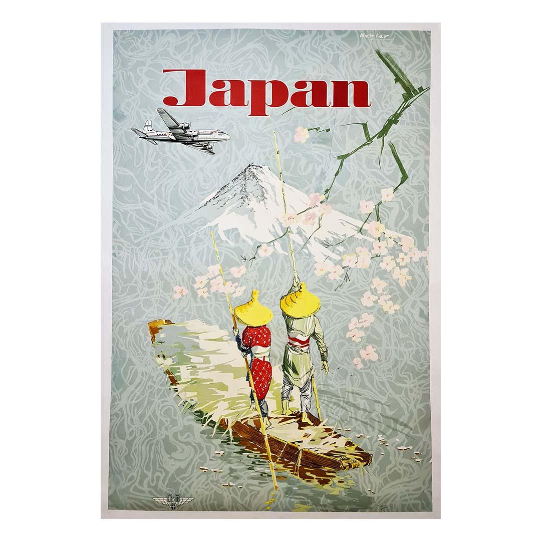 SAS - Japan Skandinavische Fluggesellschaftensystem - 1953 - Tourisme - Japan - Mont-Fuji (Sonstige Kunststile), Print, von Kurt Netzler
