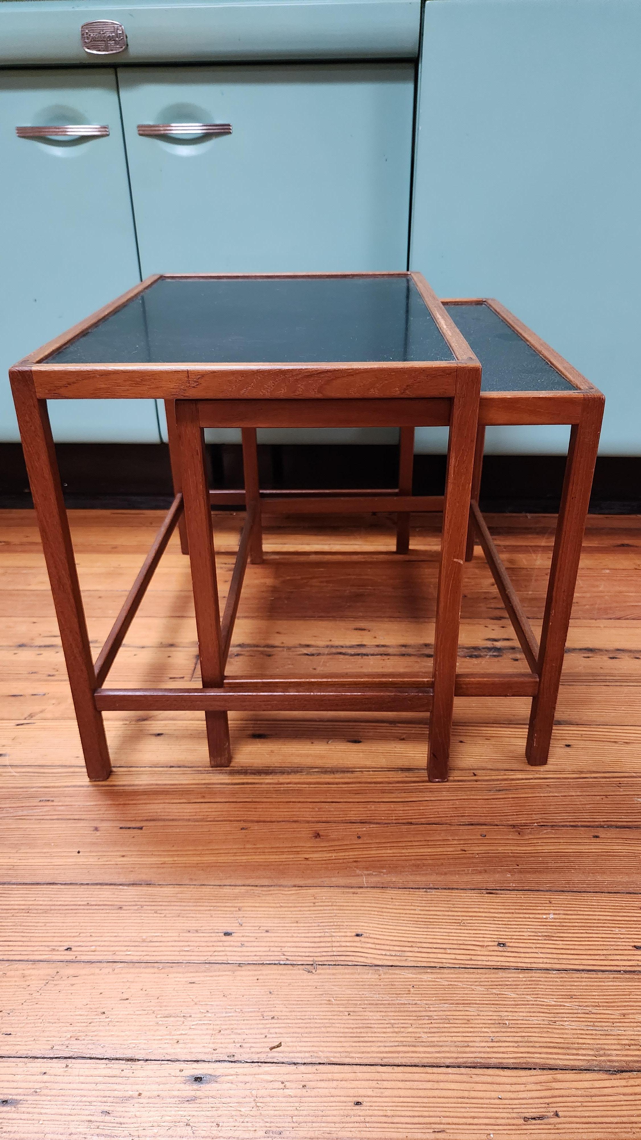Kurt Oestervig Danish Teak and Enamel Nesting Tables Set of 2 For Sale 1