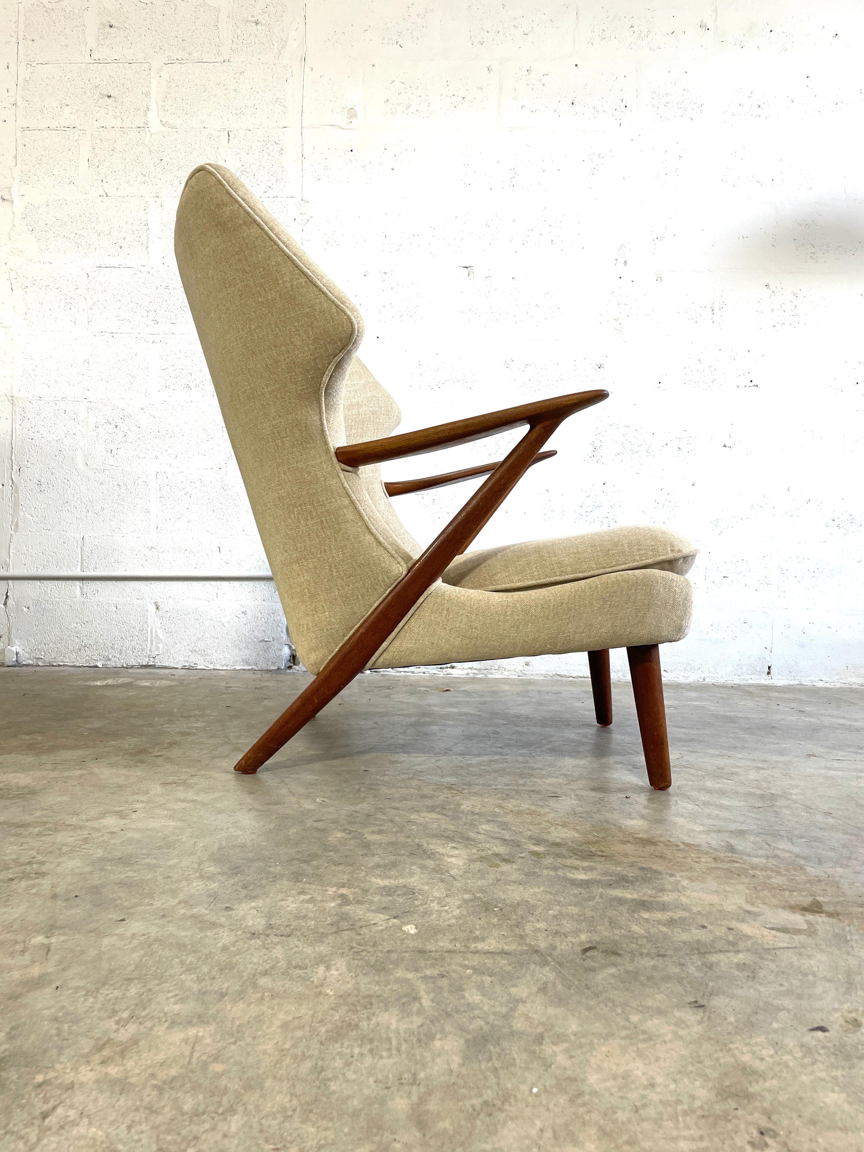 Kurt Olsen 221 for Slagelse Mobelvaerk Lounge Wingback Chair. Recently recovered