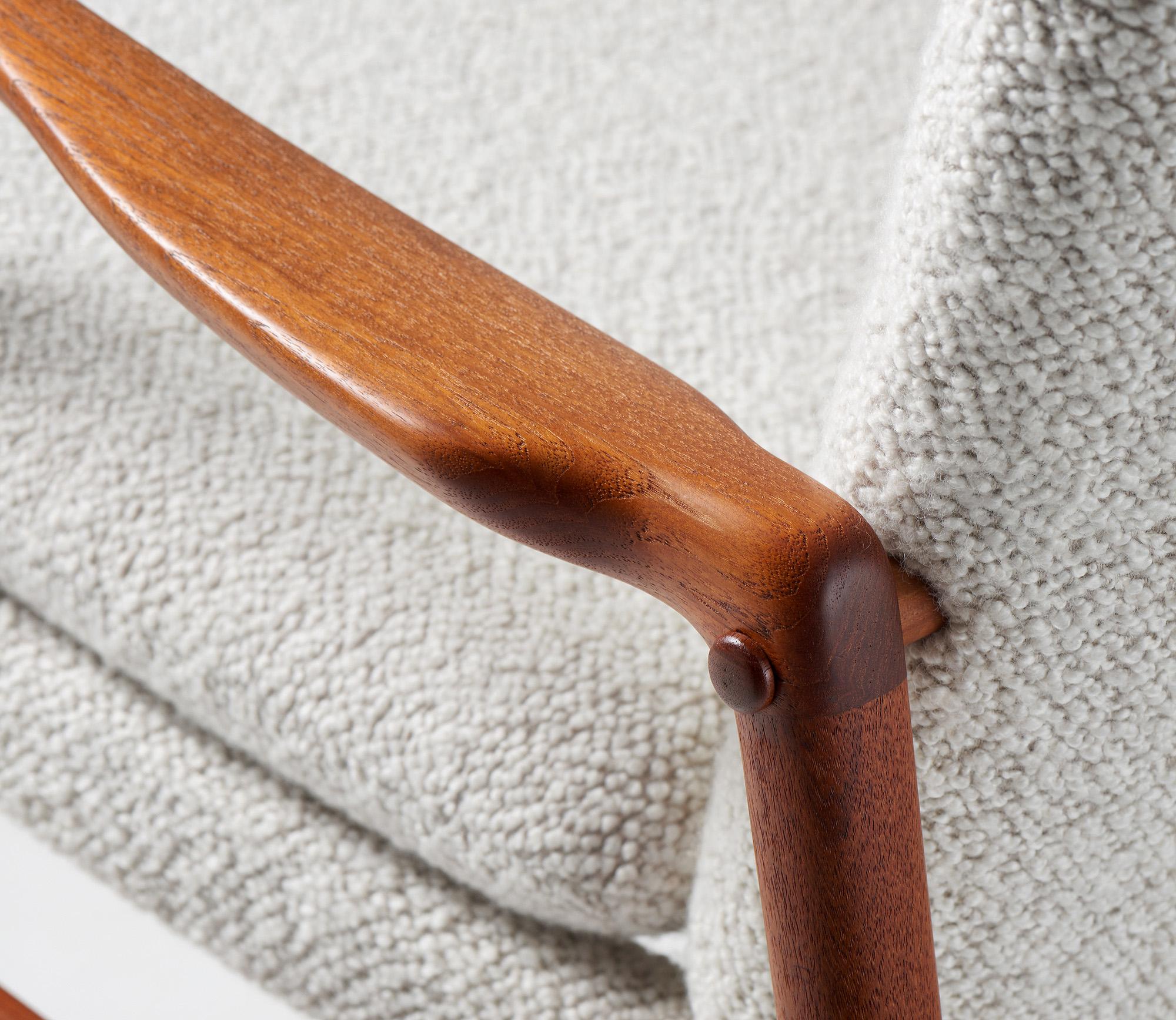 Danish Kurt Olsen Boucle & Teak Lounge Chair, 1950s