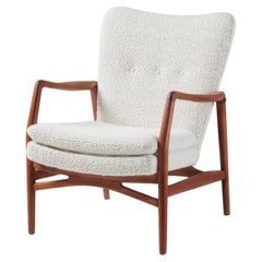 Kurt Olsen Boucle & Teak Lounge Chair, 1950s