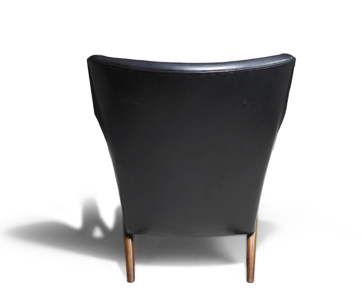 Kurt Olsen Danish Rosewood Black Leather Bear Chair 2
