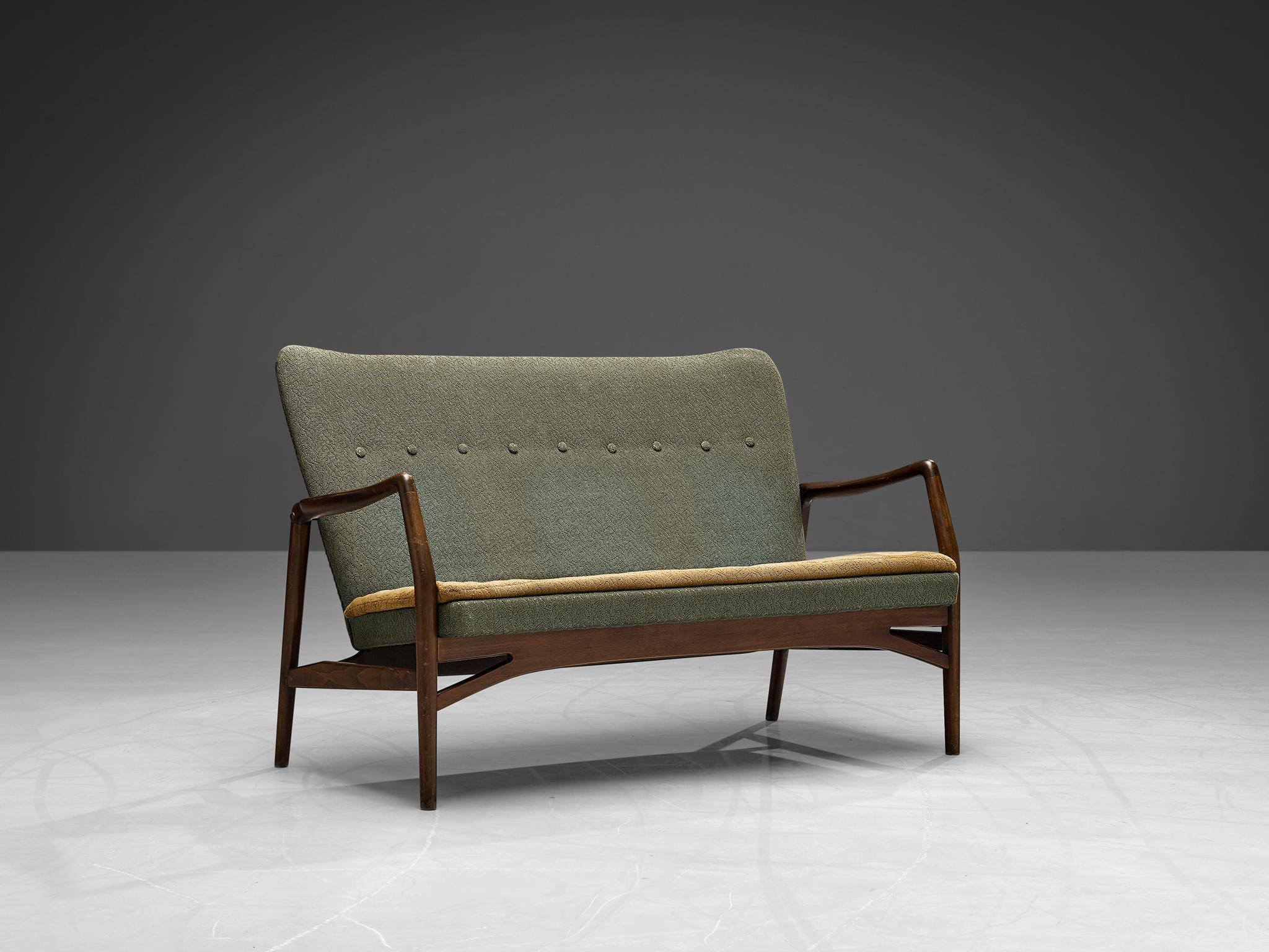 Danish Kurt Olsen for A. Andersen & Bohm Sofa in Olive Green Upholstery For Sale