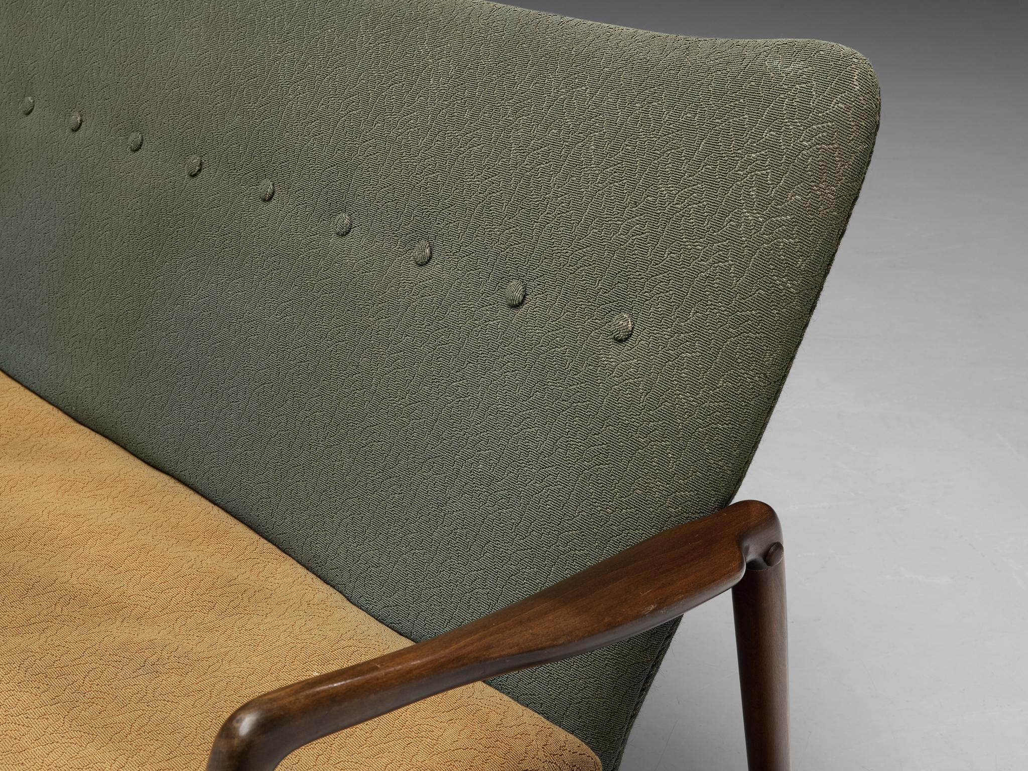 Kurt Olsen for A. Andersen & Bohm Sofa in Olive Green Upholstery In Good Condition For Sale In Waalwijk, NL